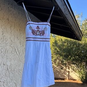 Francesca's Collections White Dress with Red Embroidery